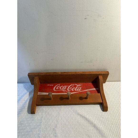 Coke Cola wooden peg coat hat rack 17.5"x3.5" (discoloration) - Picture 2 of 8